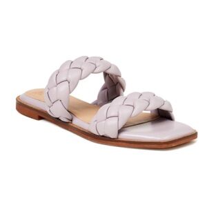 Time and Tru Womens Lavender Braided Two Band Slip-on Sandals